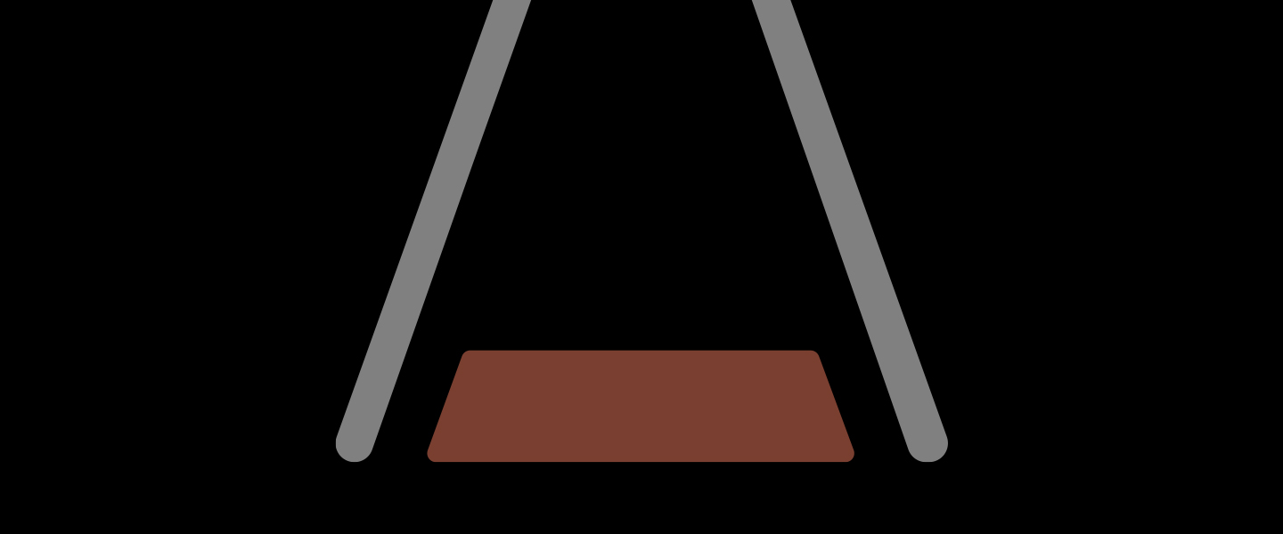 Line Art Pyramid with White Lines on the Sides and a Smaller, Thicker Orange Trapezoid Base