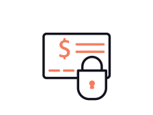 Line Art of Monitor with Payment Information and Security Lock In Front