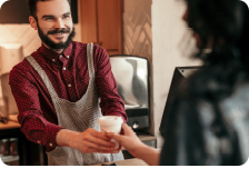 Barista Hands Customer Coffee